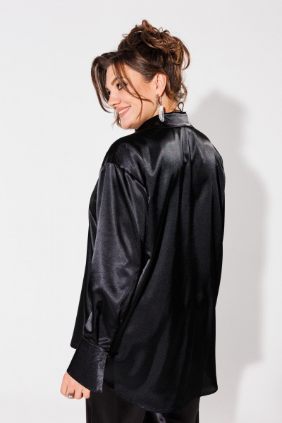 Рубашка из армани шелка с принтом зебра и уникальными манжетами Anelli 1203 черный - фото 3