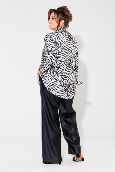 Рубашка из армани шелка с принтом зебра и акцентами Anelli 1203 белая_зебра - фото 3
