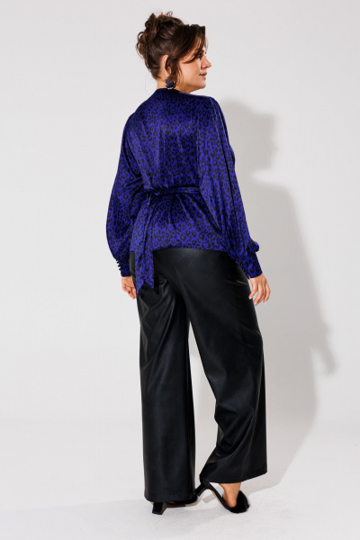 Блуза на запах из армани шелка с элегантным кроем Anelli 1423 фиолет - фото 6