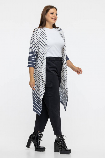 Лёгкий демисезонный кардиган в мультиколор на каждый день Avila 0620 синий - фото 8