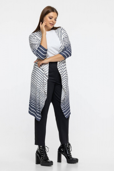 Лёгкий демисезонный кардиган в мультиколор на каждый день Avila 0620 синий - фото 7