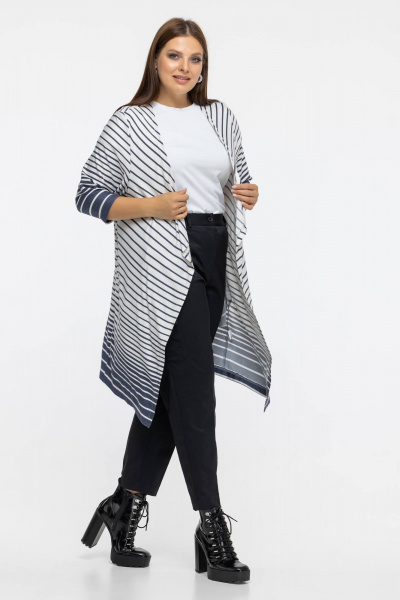 Лёгкий демисезонный кардиган в мультиколор на каждый день Avila 0620 синий - фото 6