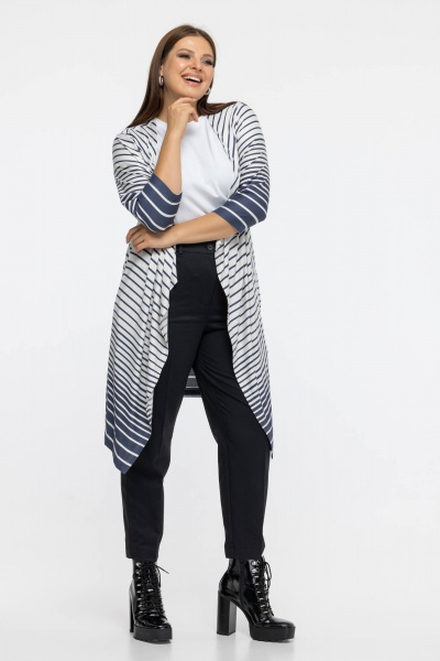 Лёгкий демисезонный кардиган в мультиколор на каждый день Avila 0620 синий - фото 5