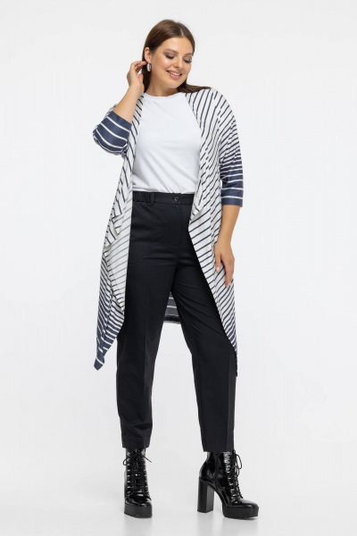 Лёгкий демисезонный кардиган в мультиколор на каждый день Avila 0620 синий - фото 3