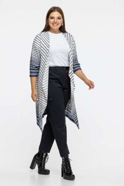 Лёгкий демисезонный кардиган в мультиколор на каждый день Avila 0620 синий - фото 2