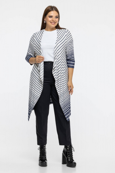 Лёгкий демисезонный кардиган в мультиколор на каждый день Avila 0620 синий - фото 1