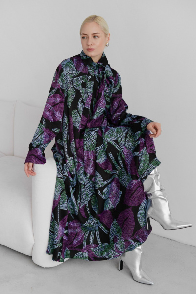 Макси платье-рубашка из вискозы с поясом HELEN BIRCH Pl053 - фото 7