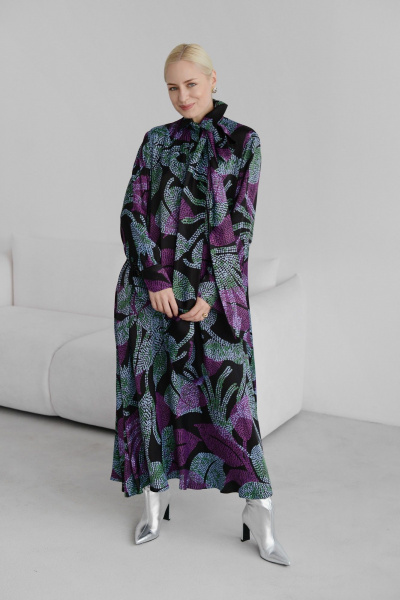 Макси платье-рубашка из вискозы с поясом HELEN BIRCH Pl053 - фото 5
