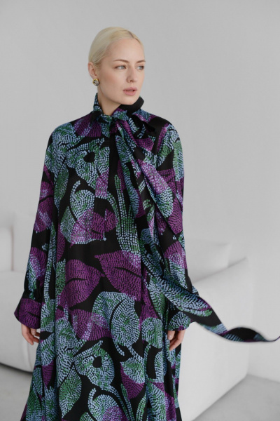 Макси платье-рубашка из вискозы с поясом HELEN BIRCH Pl053 - фото 4