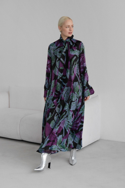 Макси платье-рубашка из вискозы с поясом HELEN BIRCH Pl053 - фото 2