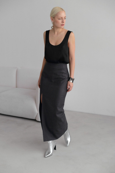 Миди юбка с высокой посадкой и разрезом HELEN BIRCH U014а - фото 10