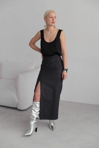 Миди юбка с высокой посадкой и разрезом HELEN BIRCH U014а - фото 9