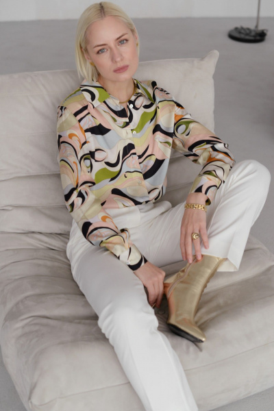 Мультиколор блуза из вискозы с пуговицами и манжетами HELEN BIRCH Bl024e - фото 1