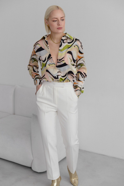 Мультиколор блуза из вискозы с пуговицами и манжетами HELEN BIRCH Bl024e - фото 4