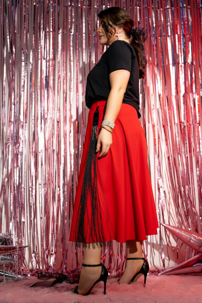 Юбка с декором и эластичным поясом для стильных образов Andina 303 алый - фото 7