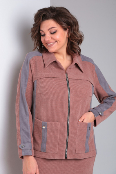 Платье с эффектным бантом из атласа и сетки Tensi 367 розовый+серый - фото 4