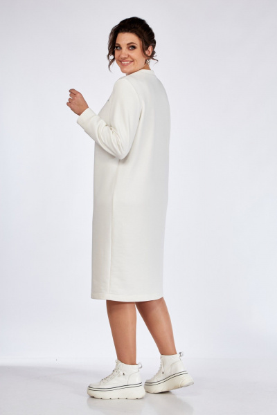 Комплект жилета и платья из двух тканей с вышивкой БагираАнТа 933 молочный - фото 6