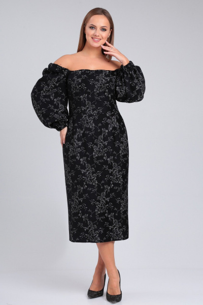 Платье приталенное из костюмной ткани с рельефами и длинными рукавами Angelina & Сompany 942 - фото 8