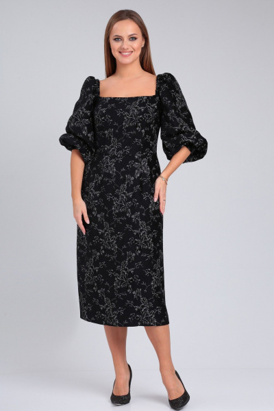 Платье приталенное из костюмной ткани с рельефами и длинными рукавами Angelina & Сompany 942 - фото 6