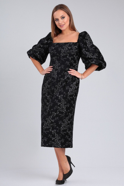 Платье приталенное из костюмной ткани с рельефами и длинными рукавами Angelina & Сompany 942 - фото 5