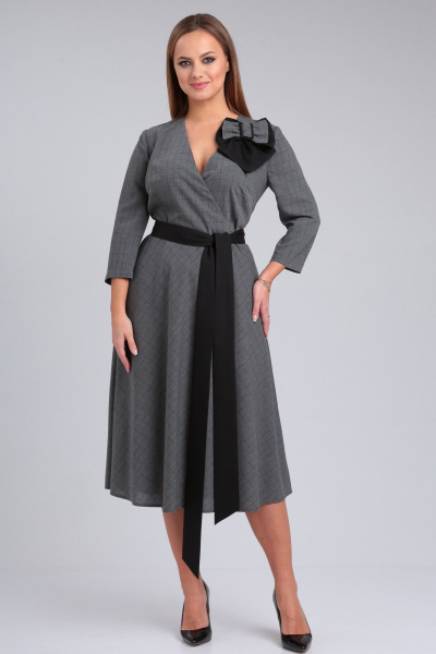 Платье с запахом в клетку с бантом и полусолнце юбкой Angelina & Сompany 943 - фото 8