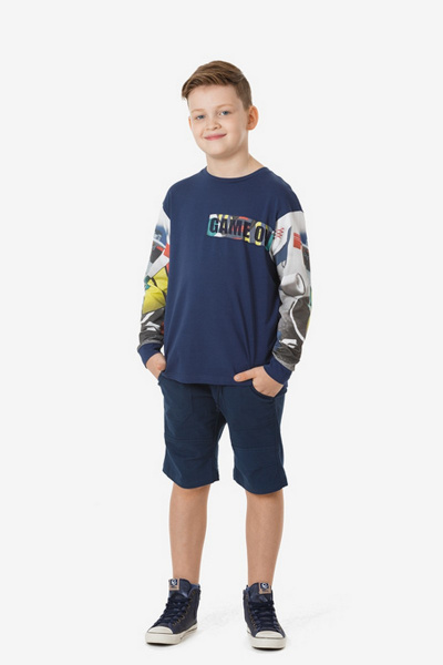 Лонгслив из хлопка с цифровой печатью и вышивкой Bell Bimbo 180135 т.синий - фото 2