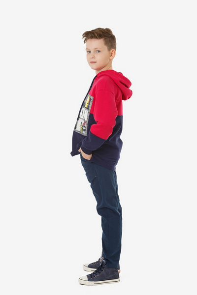 Худи с капюшоном и эффектным двухцветным шнуром Bell Bimbo 180140 малина/т.синий - фото 2