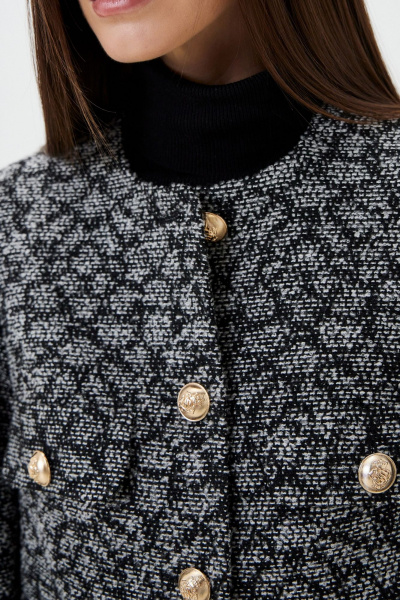 Короткий жакет из итальянского твида с металлическими пуговицами C. of PAPAYA NEW 1691 - фото 4