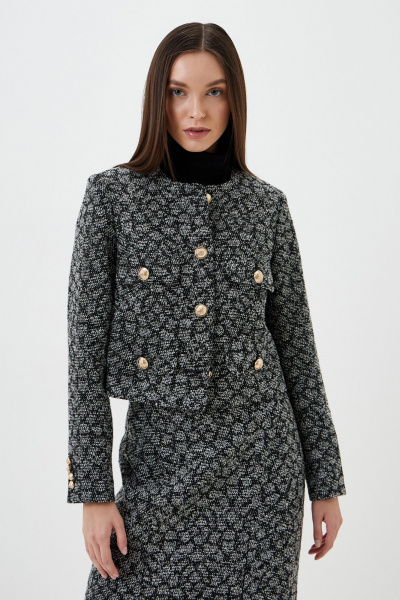 Короткий жакет из итальянского твида с металлическими пуговицами C. of PAPAYA NEW 1691 - фото 2