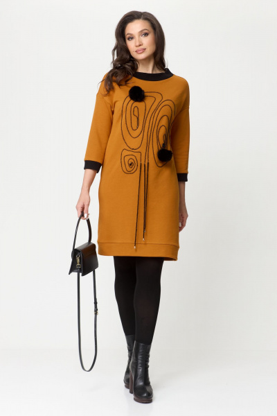 Платье Michel chic 2153 горчичный - фото 5