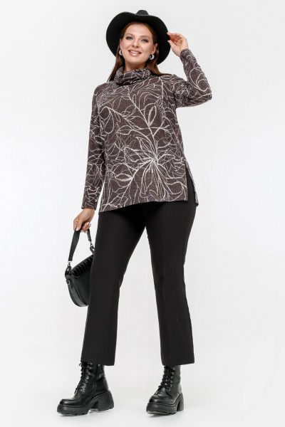 Джемпер из трикотажа с воротом-хомутом и вытачками La rouge 3330 какао - фото 2