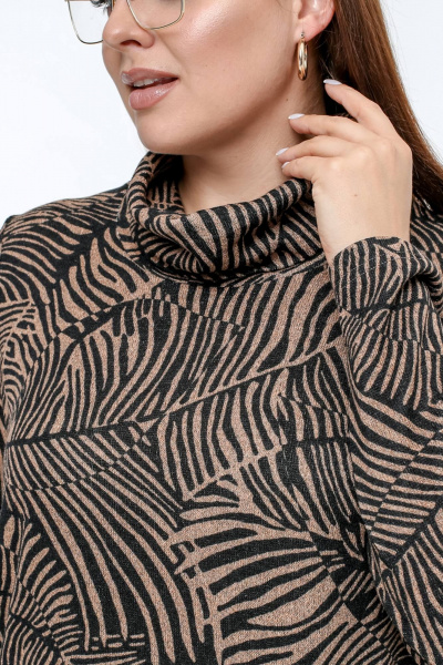 Джемпер из трикотажа с нагрудными вытачками и разрезами La rouge 3330 черно-бежевый-набивной - фото 5