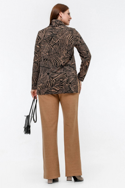 Джемпер из трикотажа с нагрудными вытачками и разрезами La rouge 3330 черно-бежевый-набивной - фото 4