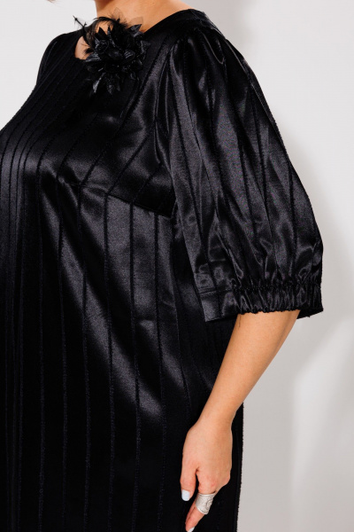 Демисезонное платье из атласа с бюстгальтером-брошью Anelli 1446 черный - фото 7