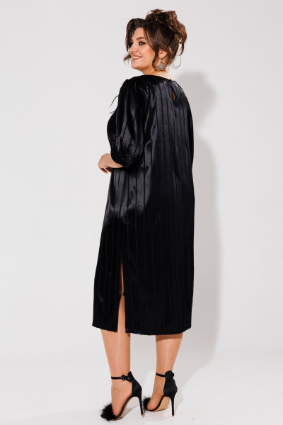 Демисезонное платье из атласа с бюстгальтером-брошью Anelli 1446 черный - фото 6