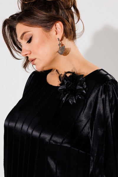 Демисезонное платье из атласа с бюстгальтером-брошью Anelli 1446 черный - фото 4