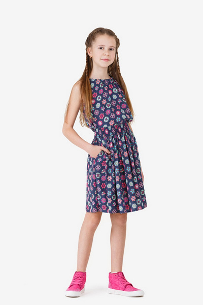 Юбка из вискозы с набивкой и металлическими нашивками Bell Bimbo 181021 набивка/т.синий - фото 1