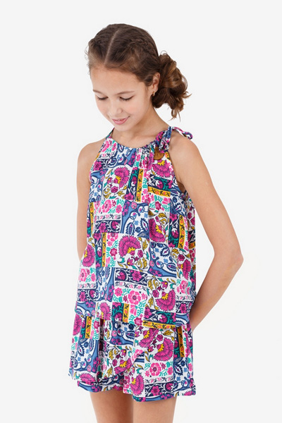 Легкие шорты из вискозы с воланами, лето Bell Bimbo 181024 набивка/молоко - фото 1