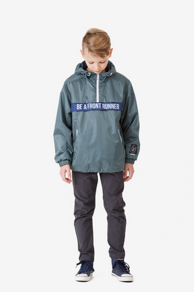 Демисезонный анорак для мальчика с капюшоном и мембраной Bell Bimbo 181043 т.зеленый - фото 1