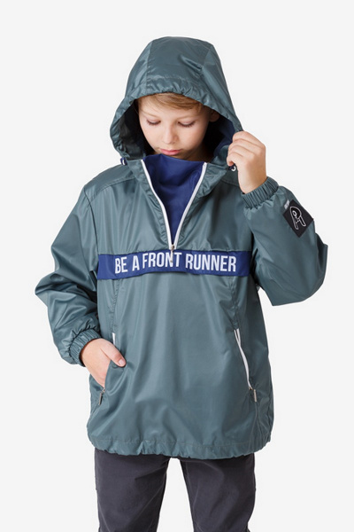 Демисезонный анорак для мальчика с капюшоном и мембраной Bell Bimbo 181043 т.зеленый - фото 2