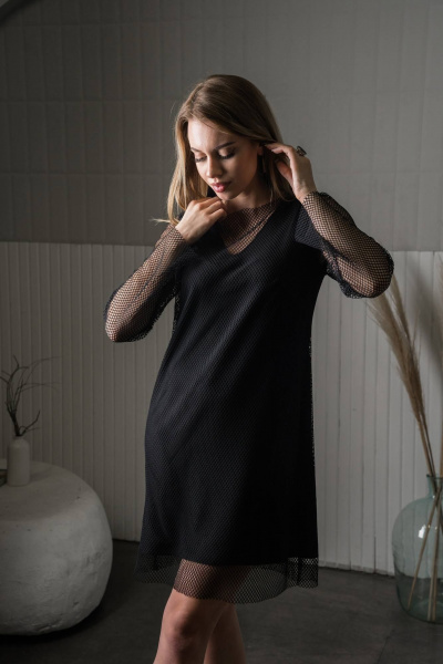 Нарядное платье из замши с сетчатой отделкой GlasiO 5891- - фото 5