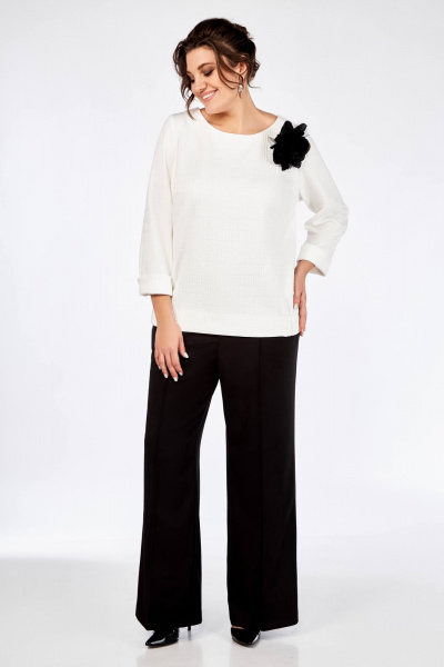 Блуза, брюки Ольга Стиль С-838 белый_черный - фото 6