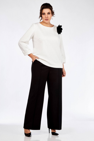 Блуза, брюки Ольга Стиль С-838 белый_черный - фото 4