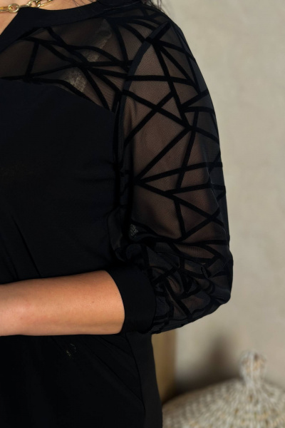 Длинная демисезонная туника с рукавом 3/4 LindaLux 1-426 черный - фото 4