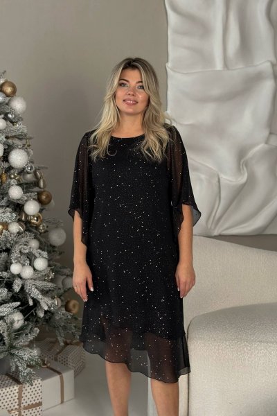 Платье с шифоновой отделкой и асимметричным низом LindaLux 2-026 звездное_небо - фото 1