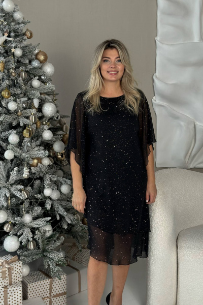 Платье с шифоновой отделкой и асимметричным низом LindaLux 2-026 звездное_небо - фото 3