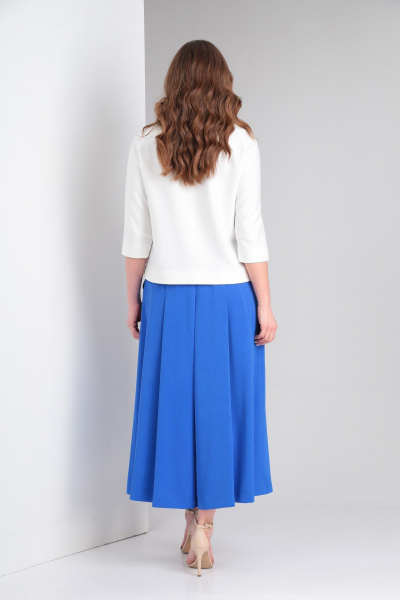 Деньги: комплект белой блузы и юбки-брюк из костюмной ткани ZigzagStyle 425 молочный/василек - фото 6
