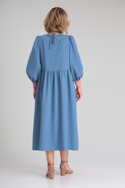 Свободное платье с воротником-стойкой и кружевом ZigzagStyle 487 голубой - фото 5