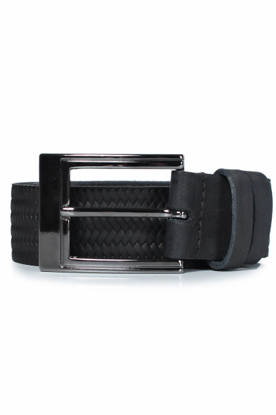 Черный кожаный ремень с гладким тиснением и пряжкой Galanteya 30923.23с1126к45 2р черный - фото 1