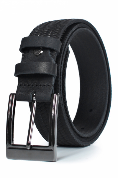 Черный кожаный ремень с гладким тиснением и пряжкой Galanteya 30923.23с1126к45 2р черный - фото 2